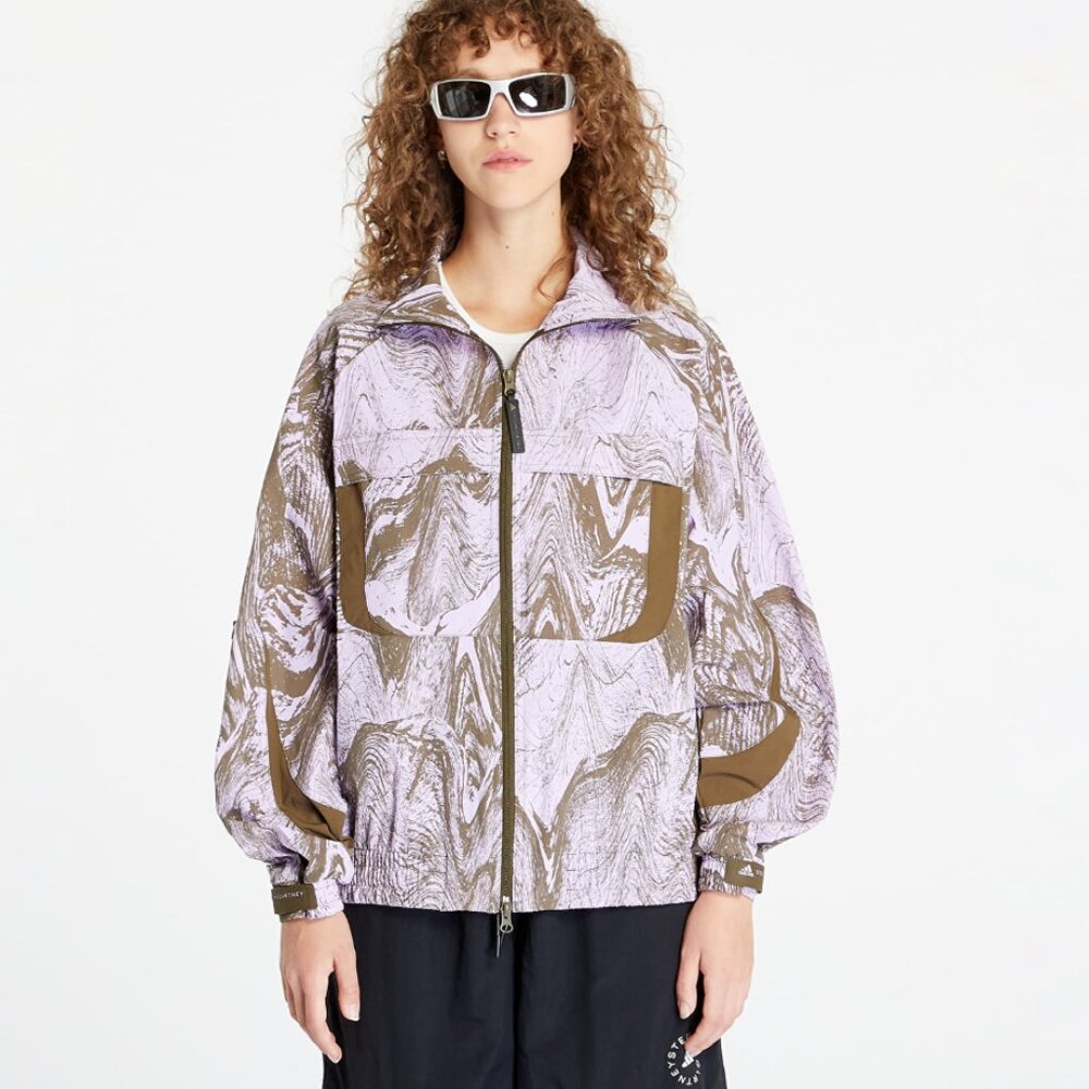 Adidas by Stella McCartney Moire Wood Print Woven Track Jacket Purple Size Small